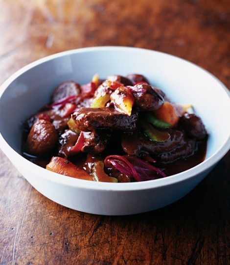 Venison and chestnut casserole