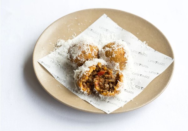 Venison Bolognese fritters with Parmesan [Adam Byatt]