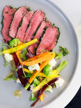 Venison carpaccio with pickled vegetables