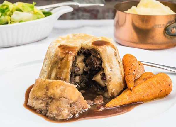 Venison, celeriac and mushroom pudding
