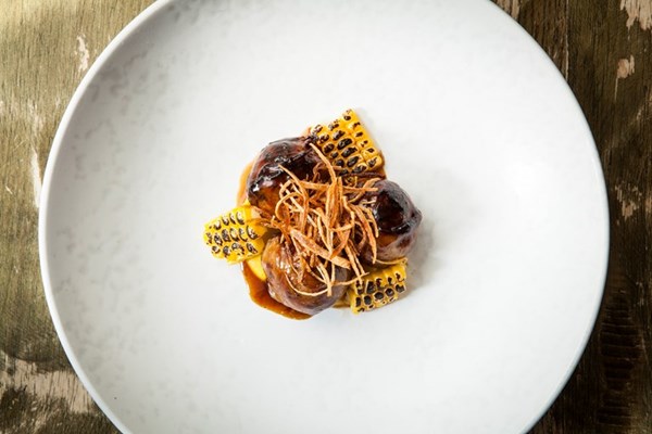  Venison faggots with sweetcorn