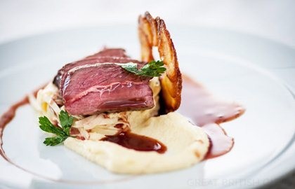 Venison loin with celeriac remoulade, pomme Maxine and juniper jus