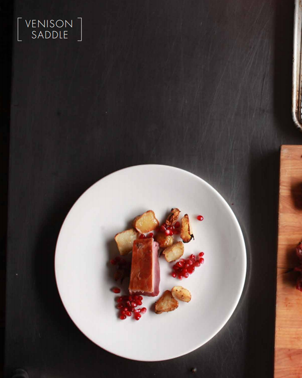 Venison saddle, sunchoke, pomegranate, chestnut