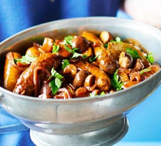Venison sausage & chestnut casserole