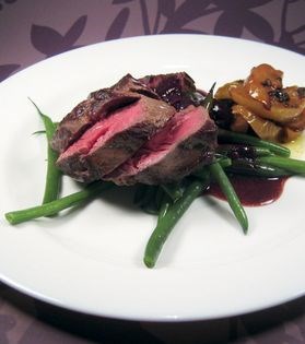 Venison steak with apple chutney