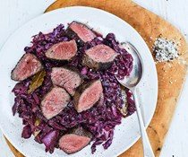 Venison with blackberry & wine-braised cabbage
