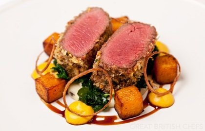 Venison with butternut squash, Parmesan and truffle