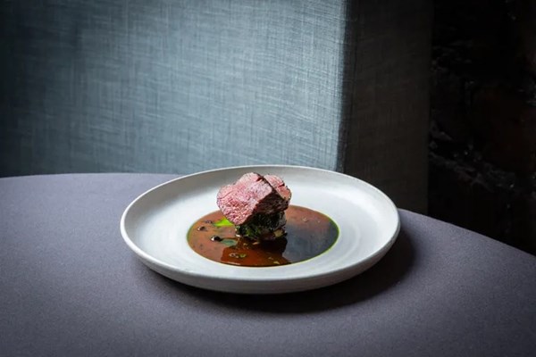 Venison with Kampot pepper sauce and celeriac and horseradish purée