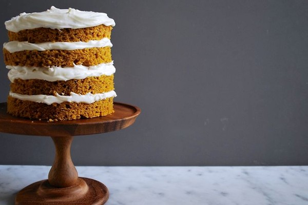 Vermont spice pumpkin cake with cream cheese frosting