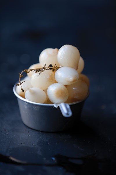 Vermouth-spiked cocktail onions 