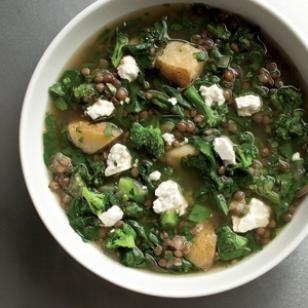 Very green lentil soup