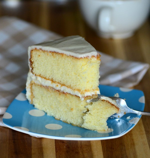 Very vanilla layer cake with vanilla cream cheese buttercream