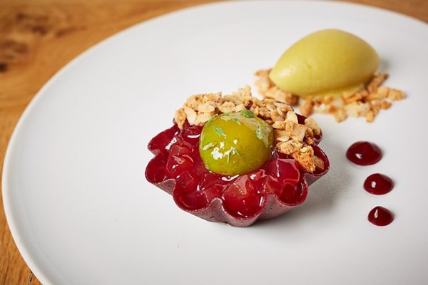  Victoria and Kia plum tart with olive oil and greengage sorbet