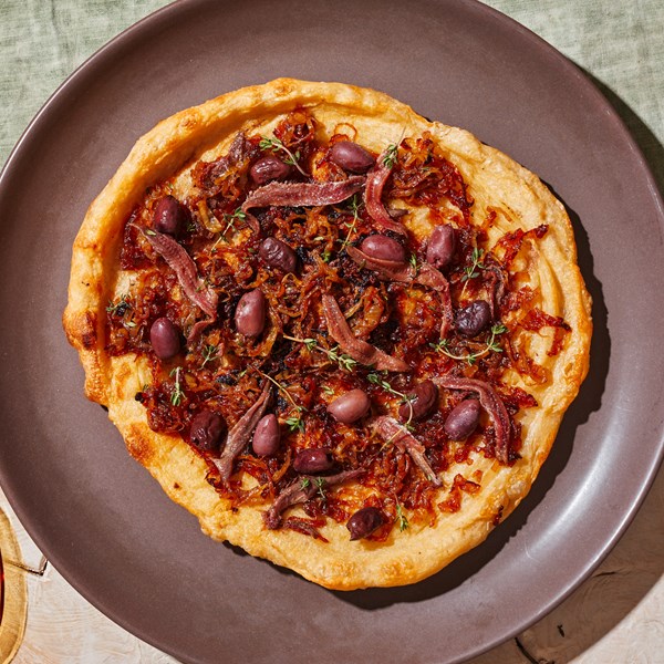 Vidalia onion pissaladière pizzas