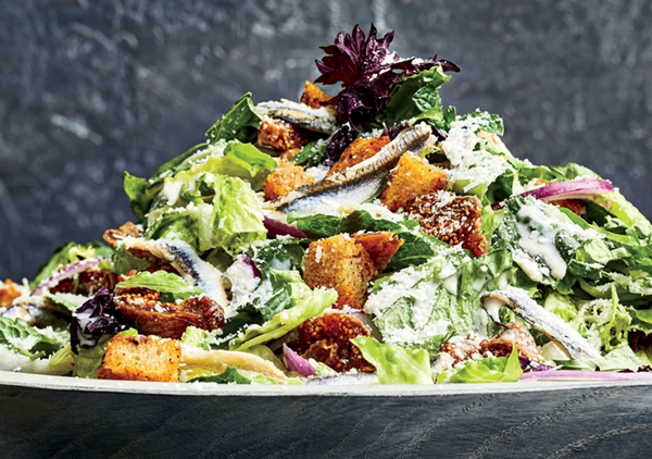 Vietnamese Caesar salad with anchovy croutons