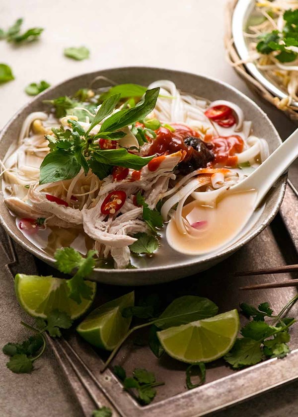 Vietnamese chicken pho soup (Pho ga)