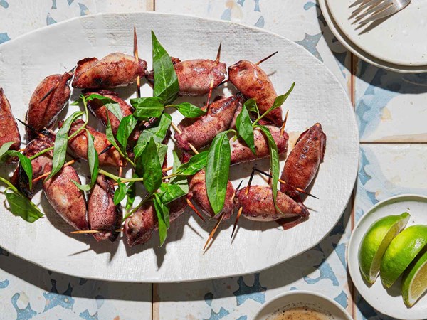 Vietnamese grilled stuffed squid (Mực nhồi thịt nướng)