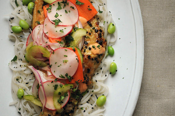 Vietnamese-inspired sweet & spicy catfish with pickled vegetables 