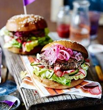 Vietnamese lamb burgers with pickled vegetables