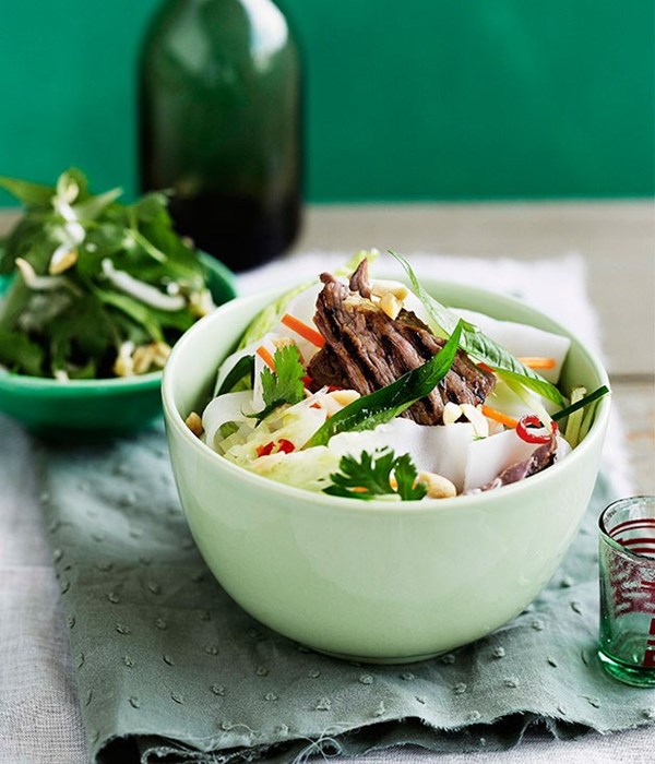Vietnamese lemongrass beef and rice noodle salad