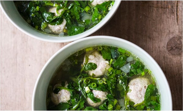 Vietnamese meatball and watercress soup (Canh)