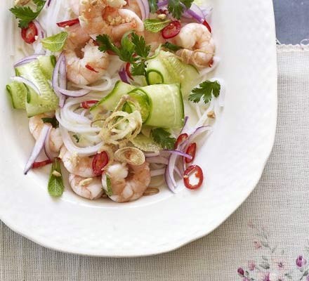 Vietnamese prawn and noodle salad with crispy shallots