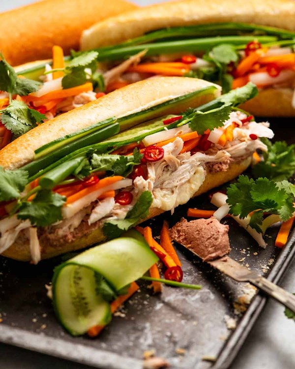 Vietnamese sandwich (Chicken banh mi)