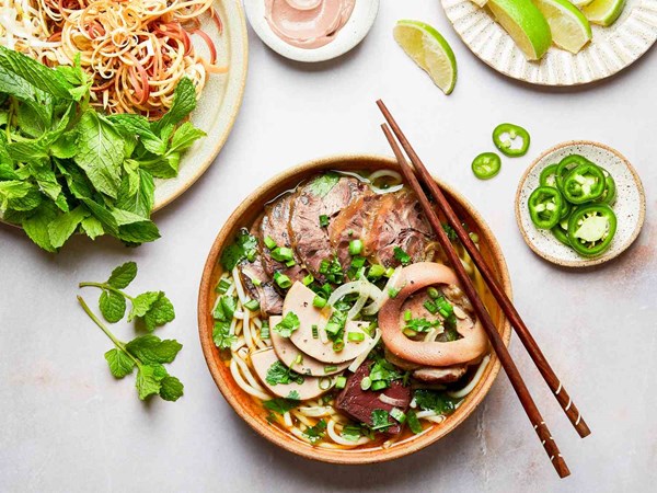 Vietnamese spicy beef noodle soup (Bún bò Huê)