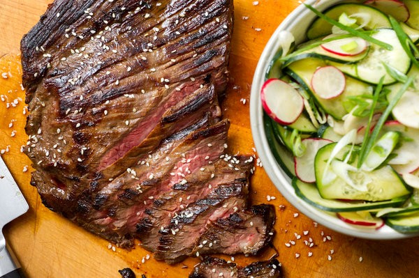Vietnamese steak with cucumber salad