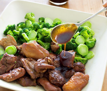 Vietnamese-style caramel chicken with broccoli