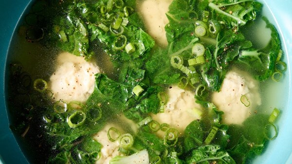 Vietnamese-style chicken meatball and bok choy soup