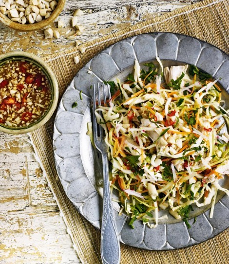 Vietnamese-style chicken salad with mint, coriander and basil