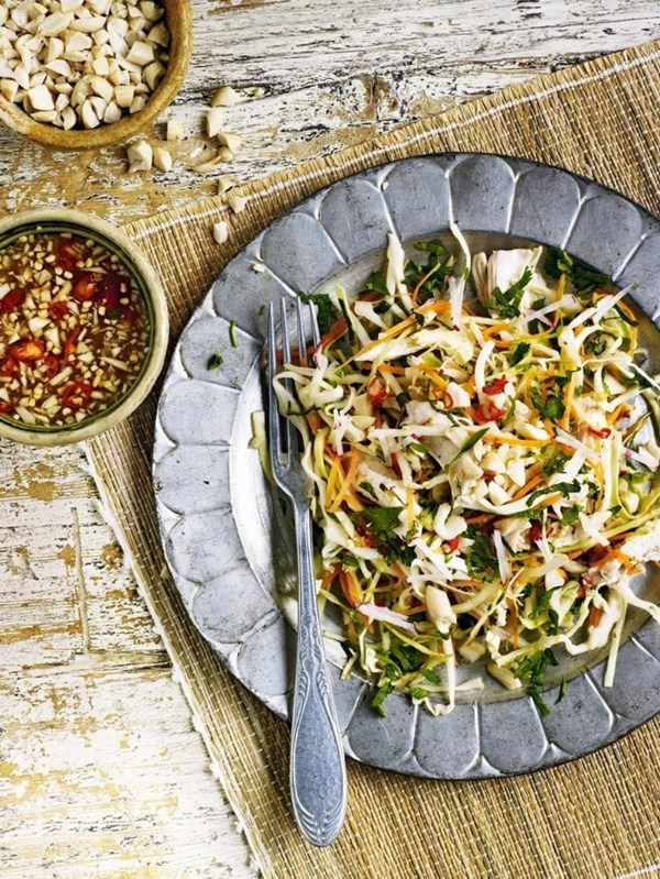 Vietnamese-style chicken salad with mint, coriander and basil