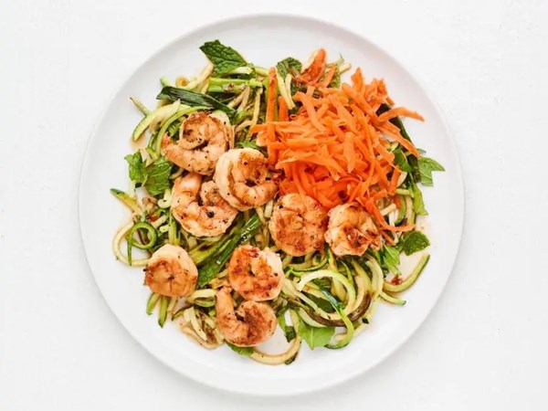 Vietnamese-style grilled shrimp with zucchini noodles