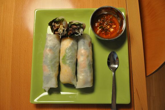 Vietnamese-style spring rolls with Korean-style beef
