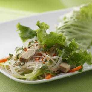 Vietnamese tofu-noodle lettuce wraps