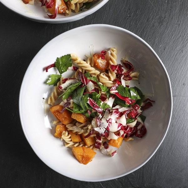 Vinegar-glazed butternut squash pasta salad
