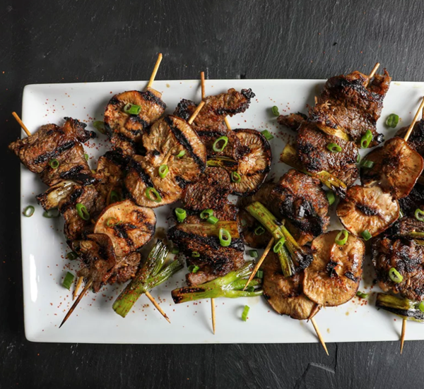 Vinegar-marinated beef yakitori