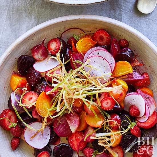 Vineyard beet and strawberry salad