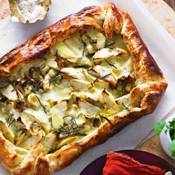 Vintage cheddar, apple and rosemary tart