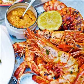 Vivek's giant wild prawns with peanuts and coconut
