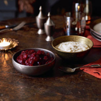 Vodka, orange and cranberry sauce
