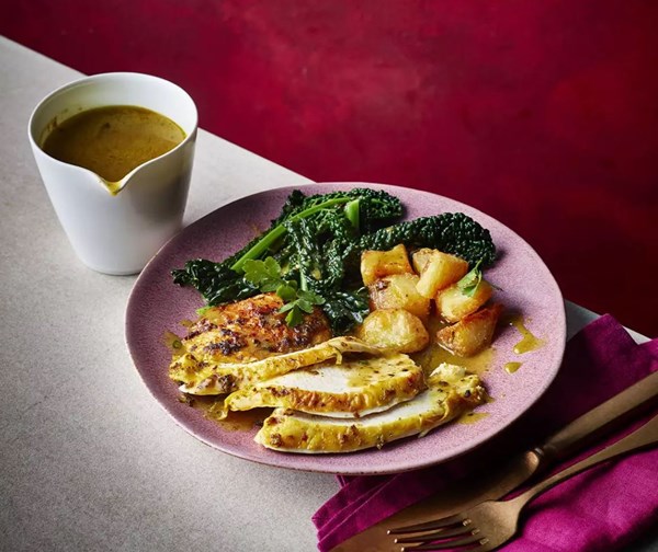 Wadadli spiced roast chicken & coconut gravy