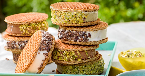 Waffle ice-cream sandwiches