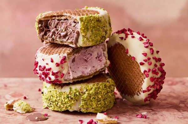 Waffle ice cream sandwiches