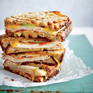 Waffle iron turkey melt panini