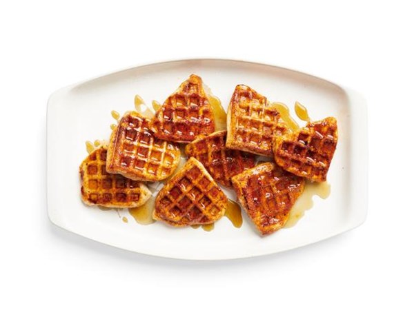 Waffled chicken with spicy syrup