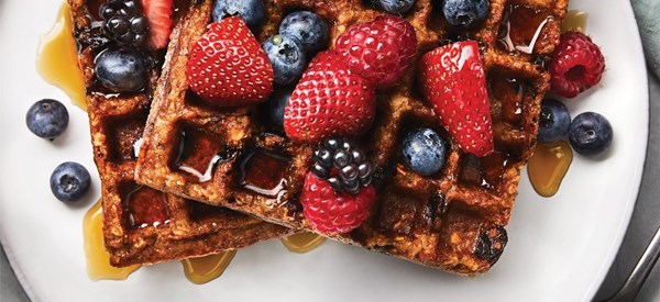 Waffled maple-cinnamon oatmeal