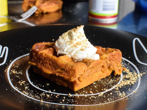 Waffled pumpkin custard