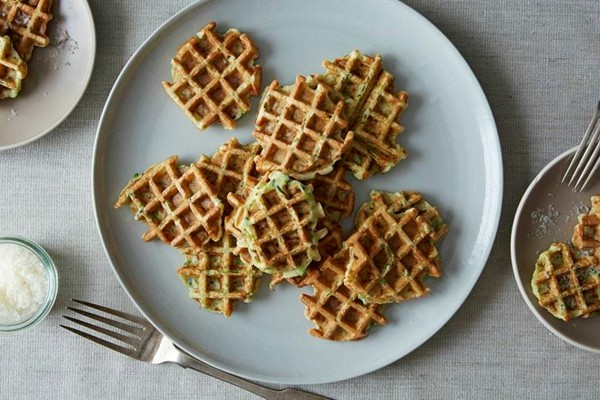 Waffled zucchini-Parmesan fritters